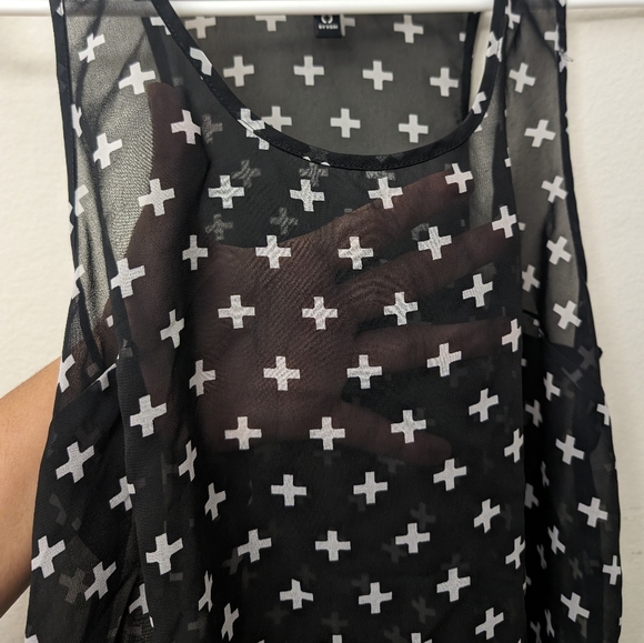Divided by H&M black sheer tank top with white crosses - Picture 3 of 3